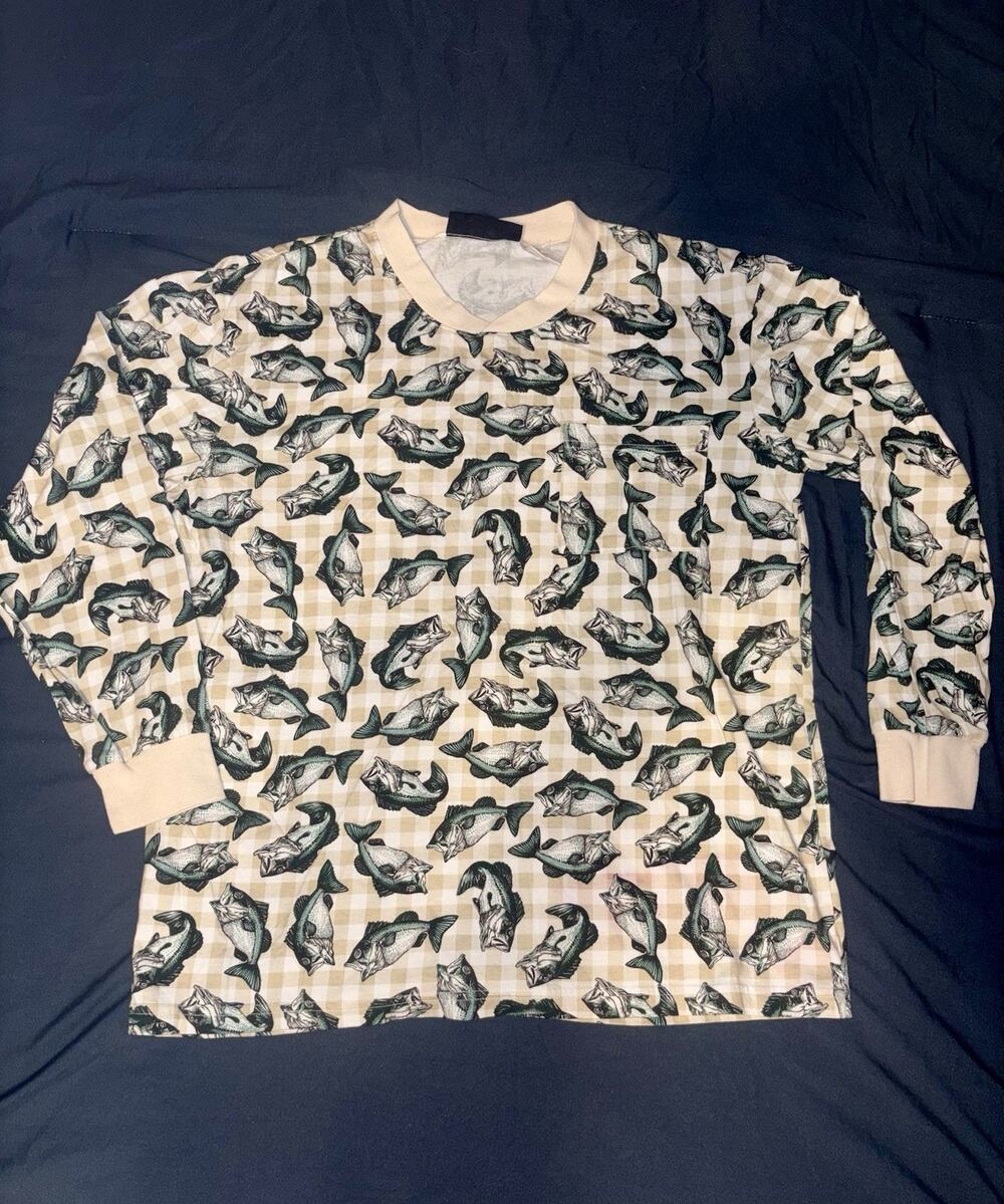 Joe Boxer All Over Fish Print Long Sleeve Shirt Size Medium